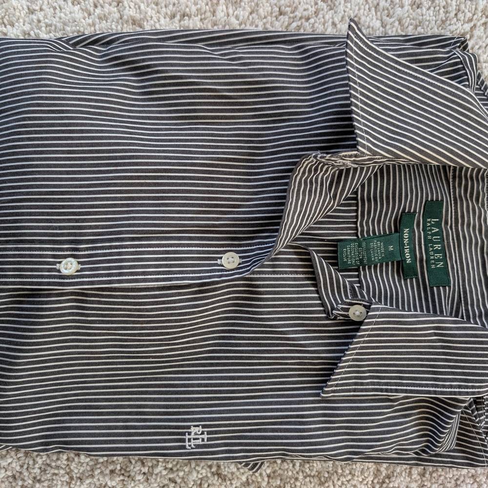Lauren Ralph Lauren Men's Navy Striped Shirt